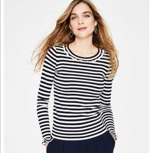 Boden striped t shirt ruffled neck and sleeve sz M